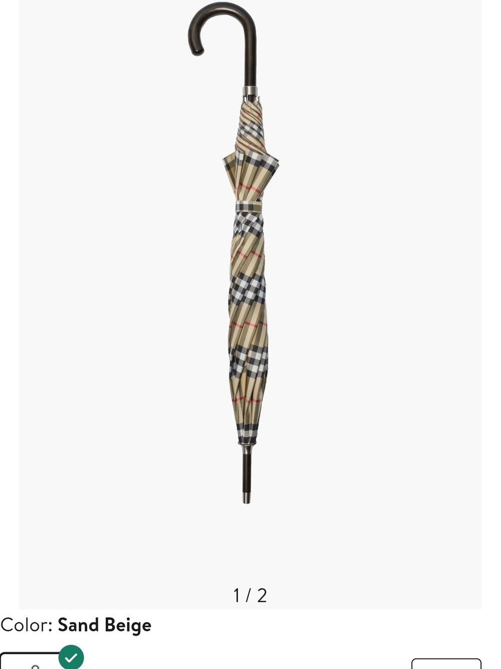 Burberry Check Walking Umbrella Sand Beige Classic Check